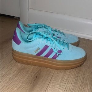 Adidas Sky Blue and Purple Platform Sneakers
